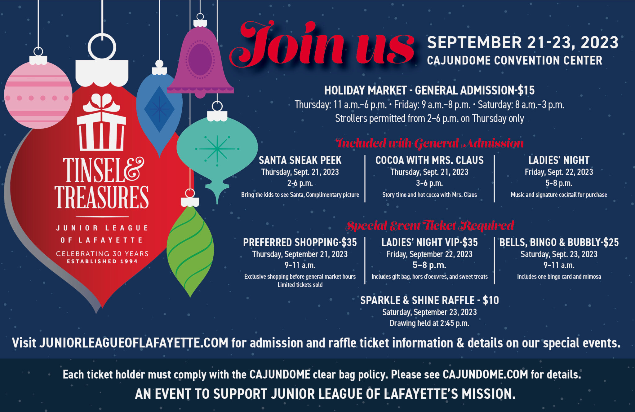 2023 Tinsel & Treasures Holiday Market Junior League of Lafayette